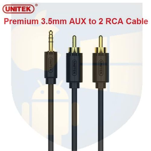 כבל AUX פרימיום אודיו 3.5 ממ ל- 2 RCA, אורך 1.5מטר, דגם Y-C938ABK UNITEK