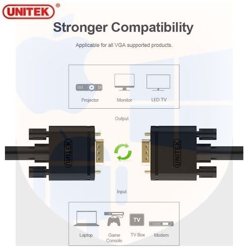 כבל VGA אורך 1.5 מטר דגם UNITEK Y-C503G