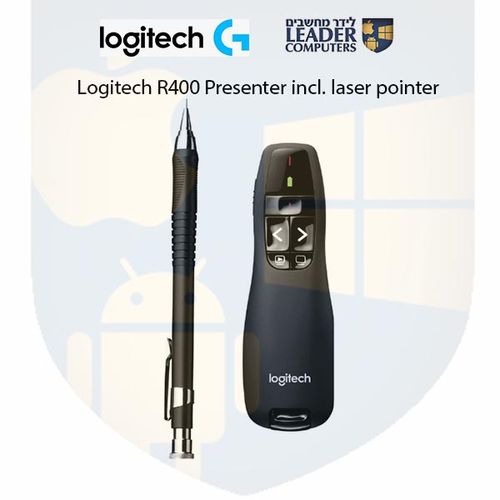 שלט אלחוטי 2.4 GHz למצגות ומצביע לייזר Logitech R400