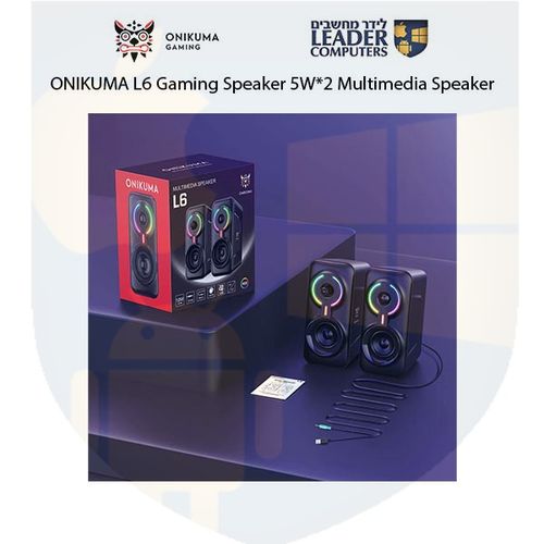 זוג רמקולי HIFI מולטימדיה לגיימינג עם לדים צבעוניים Onikuma L6
