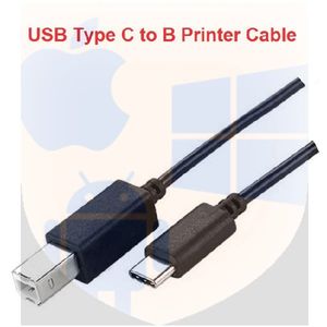 כבל למדפסת תקני, 2 מטר, Type-C USB למיני B
