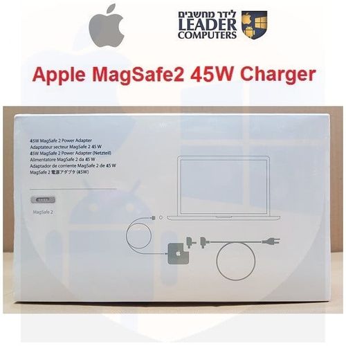 מטען חשמלי מקורי של אפל | MagSafe2 45W | למחשב נייד 13 אינץ MacBook Pro / Macbook Air / MacBook | כולל כבל חשמל
