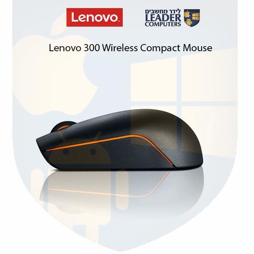 עכבר אלחוטי קומפקטי 2.4GHz עם מתאם USB-A ועם 3 לחצנים | Lenovo 300