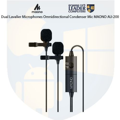 זוג מיקרופונים דש lavalier קונדנסר חד כיווני MAONO AU-200 PL 3.5mm