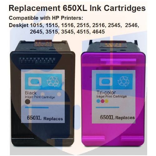 סט של ראשי דיו תואמים 650XL כמות כפולה למדפסת HP דגמים 1015, 1515, 2515, 2545, 3515, 4515, 4645