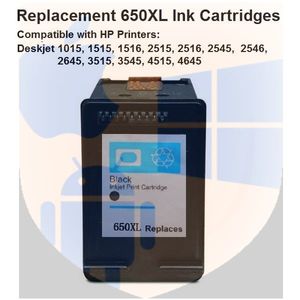 ראש דיו תואם שחור 650XL כמות כפולה למדפסת HP דגמים 1015, 1515, 2515, 2545, 3515, 4515, 4645