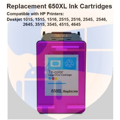 ראש דיו תואם צבע 650XL כמות כפולה למדפסת HP דגמים 1015, 1515, 2515, 2545, 3515, 4515, 4645