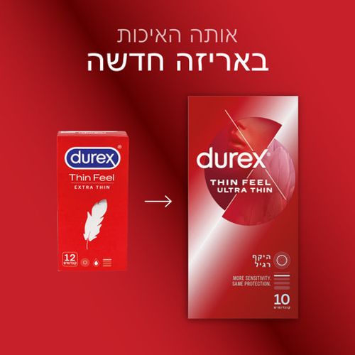 זוג קונדומים דורקס Thin Feel - Ultra Thin | מכיל 20 יחידות סה