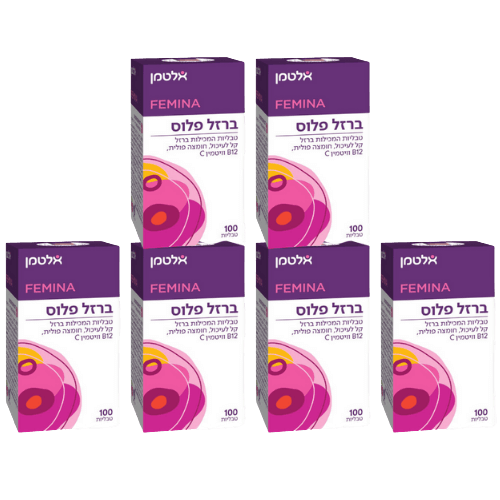 מבצע שישיה | אלטמן | ברזל פלוס | 600 טבליות | FEMINA | Vegan Friendly | ללא גלוטן | IRON PLUS | כשר פרווה | בנוסף מכיל גם חומצה פולית B12 וויטמין C | אלטמן | ALTMAN