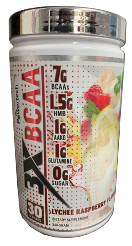 3X בי.סי.איי.איי BCAA בטעם אננס קוקוס | מכיל 340 גרם פאוורטק | Powertech
