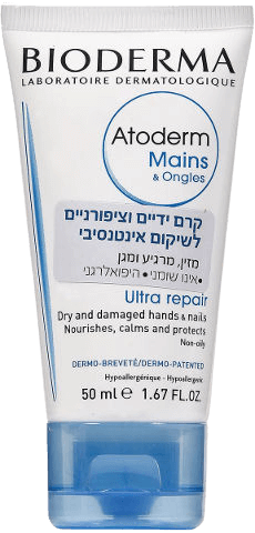 אטודרם | קרם לידיים וציפורניים יבשות ופגועות | מכיל 50 מ"ל | לשיקום אינטנסיבי |  ביודרמה | Bioderma