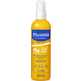 ספריי להגנה גבוהה מהשמש | לתינוקות וילדים | SPF50 | לגוף ולפנים | מוסטלה | Mustela