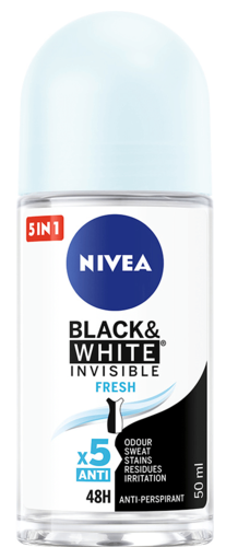 דאודורנט | רול און | Nivea Black & White Fresh | לאישה | מכיל 50 מ''ל | ניוואה | NIVEA	
