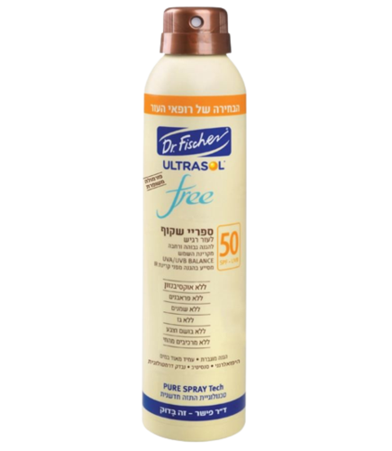 אולטרסול | ספריי שקוף | לעור רגיש | SPF50 | מכיל 200 מ"ל ד"ר פישר | Dr. Fischer