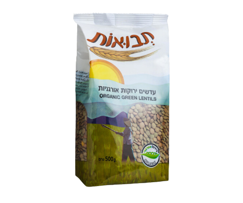 תבואות - עדשים ירוקות אורגניות - 500 גרם