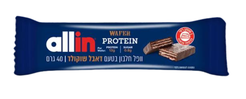 וופל חלבון בטעם דאבל שוקולד 40 גרם | ALLIN אול אין אול-אין | ALLIN