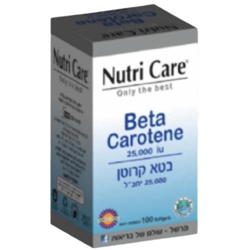 Nutri Care בטא קרוטן 25,000 יחבל | מכיל 100 כמוסות | נוטרי קר נוטרי קר | Nutri Care