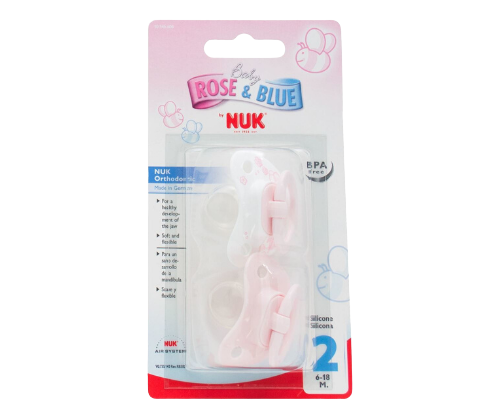 זוג מוצצי סיליקון אורתודנטי - 6-18mths - NUK
