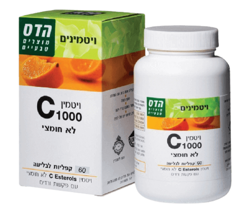 ויטמין C סי 1000 | לא חמוצי | בתוספת פקעות ורדים | מכיל 60 טבליות לבליעה |  פלוריש הדס | Floris Hadas