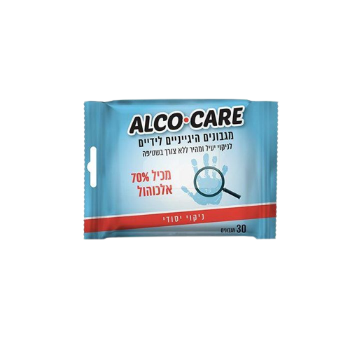 מגבונים היגיינים לידיים | 70% אלכוהול | 30 מגבונים | ALCO CARE