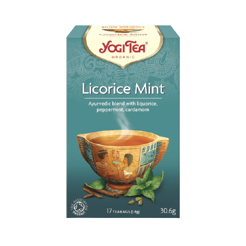 Licorice Mint תערובת צמחים אורגנים להכנת משקה בחליטה עם מנטה וליקוריץ | מכיל 17 שקיקים |  Yogi Tea