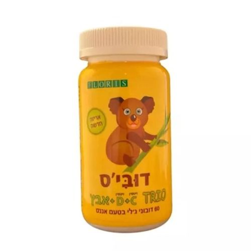 דוביס' טריו | ויטמין C+D+אבץ | מכיל 60 דובוני ג'לי בטעם אננס | פלוריש הדס | Floris Hadas