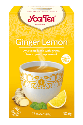 חליטת תה צמחים אורגנית בטעם ג'ינג'ר ולימון | מכיל 17 שקיקי תה | yogi tea