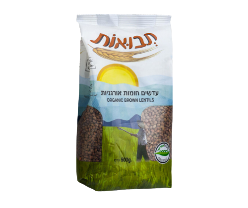 תבואות - עדשים חומות אורגניות - 500 גרם