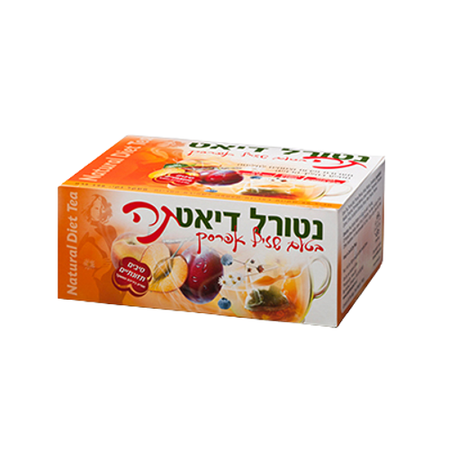 נטורל דיאט תה | תערובת פירות וצמחים לחליטה | מסייע בהליך הרזייה | בטעם שזיף-אפרסק | 80 שקיקים | סודות המזרח | Secrets of the East