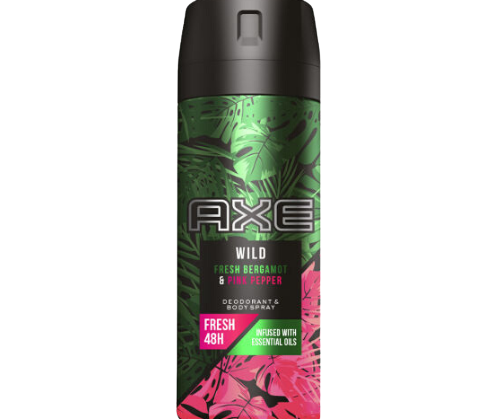 WILD - AXE - דאודורנט בודי ספריי לגבר בניחוח פרש ברגמוט ופינק פפר