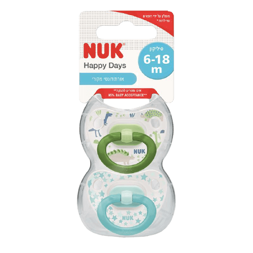 NUK | נוק | זוג מוצצים הפי דייז | 6-18 חודשים נוק | NUK