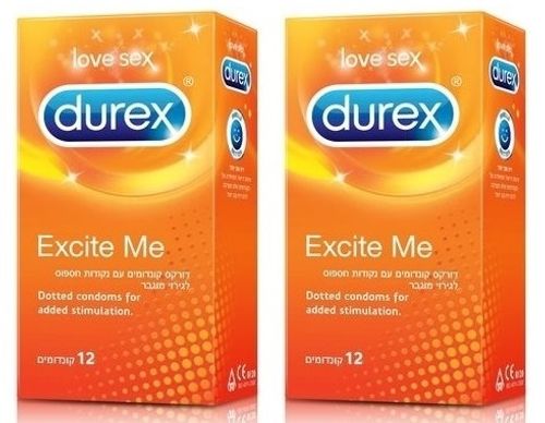 זוג - Excite Me - קונדומים עם נקודות חספוס לגירוי מוגבר - 12+12 יח' דורקס | Durex