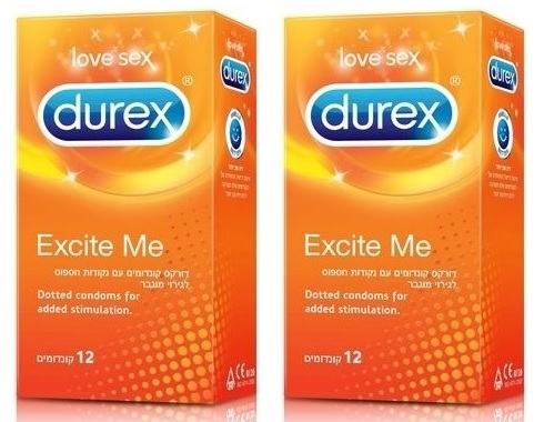 זוג - Excite Me - קונדומים עם נקודות חספוס לגירוי מוגבר - 12+12 יח