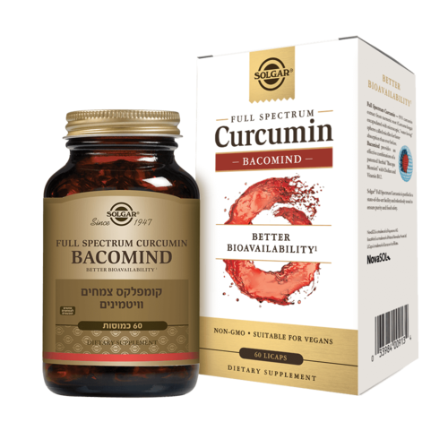 כורכומין ספקטרום בקומיינד CURCUMIN BACOMIND | מכיל 60 כמוסות |  סולגאר | Solgar