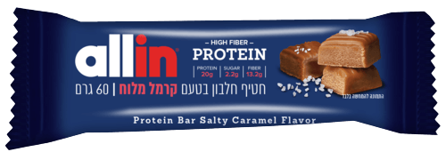 חטיף חלבון בטעם קרמל מלוח - 60 גרם | allin אול-אין | ALLIN