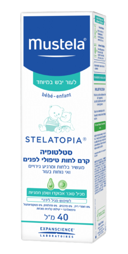 סטלטופיה | קרם לחות טיפולי לפנים | מעשיר בלחות | מרגיע גירויים ואי נוחות בעור | סוכר אבוקדו ושמן חמניות | מכיל 40 מ"ל |  מוסטלה | Mustela