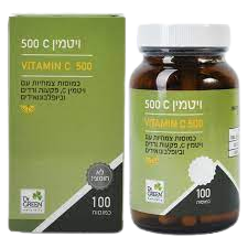 ויטמין C | במינון 500 | מכיל 100 כמוסות צמחיות | לא חומצי | תוסף תזונה | כשר פרווה דר. גרין | Dr. Green