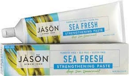 ג'ייסון משחת שיניים מוקטנת ניחוח ים |- לחיזוק השיניים והחניכיים משחה לשיניים חזקות וחניכיים בריאות ונקיות| מסייעת במניעת נסיגת חניכיים | JASON ג'ייסון | JASON
