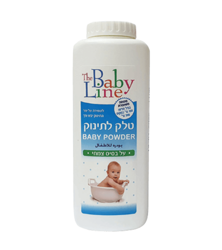 טלק לתינוקות | על בסיס צמחי | מכיל 150 גרם | בייבי ליין | The Baby Line