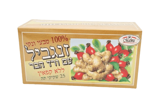 תה זנגביל | וורד הבר טבעי | 25 שקיקי תה | ללא קפאין 