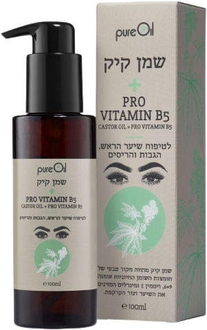 שמן קיק פלוס פרו ויטמין B5 | לטיפוח שיער הראש הגבות והריסים | מכיל 100 מ"ל | מבית פיור אויל