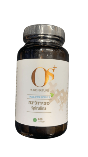 אוס+ | ספירולינה | מכיל 400 טבליות | כשר פרווה | Spirulina | משקל טבלייה 500 מ"ג |  OS+ PURE NATURE | אוס + טבע טהור 