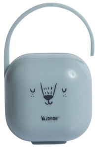 קופסת פלסטיק הגיינית למוצץ/זוג מוצצים עם חיבור לעגלה או לתיק - כחול