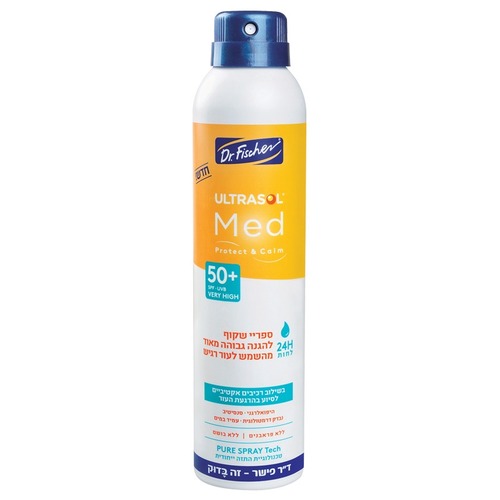 MED ספריי שקוף  | SPF50+ | ספריי להגנה גבוהה מאוד מהשמש | לעור רגיש | אולטרסול | מכיל 200 מ"ל ד"ר פישר | Dr. Fischer