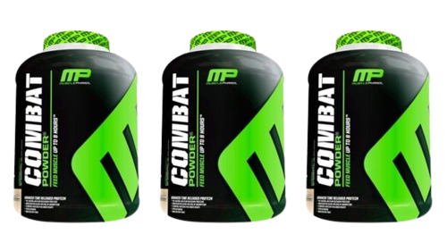 שלישייה | COMBAT PROTEIN POWDER | קומבט אבקת חלבון | בטעם וניל | מכיל 1.814 ק"ג |  מאסל פארם | MusclePharm