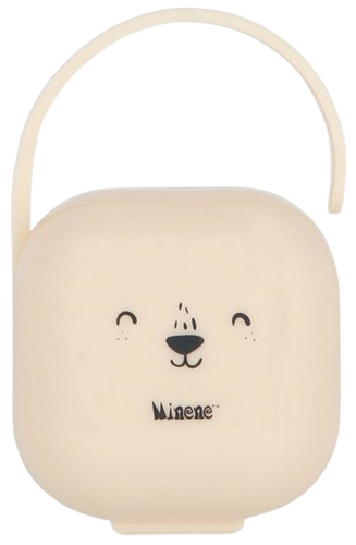 קופסת פלסטיק הגיינית למוצץ/זוג מוצצים עם חיבור לעגלה או לתיק - שמנת