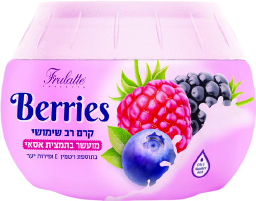 קרם רב שימושי | פירות יער | מבית פרולטה | מכיל 300 מ"ל | בתוספת ויטמין E | מועשר בתמצית אסאי פרולט | FRULATTE