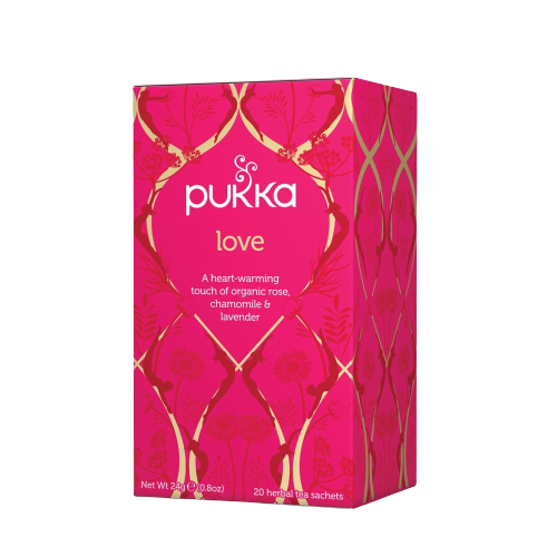 חליטת אהבה | חליטת צמחים אורגנית | ורד קמומיל ולבנדר | 20 שקיקים |  פוקה | PUKKA