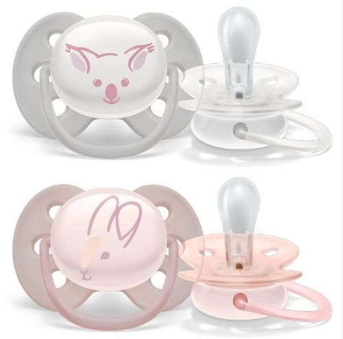 זוג מוצצי סיליקון אבנט אולטרה סופט avent ultra soft | לגילאים 0-6 חודשים | ורוד - לבן | פיליפס | PHILIPS