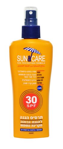 תרסיס הגנה שקוף עם מקדם הגנה SPF-30 סאן אנד קר - 200 מ"ל Sun & Care